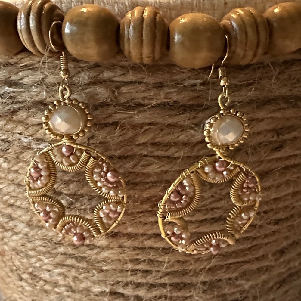 Elegant Gold and Brown Dangle Earrings